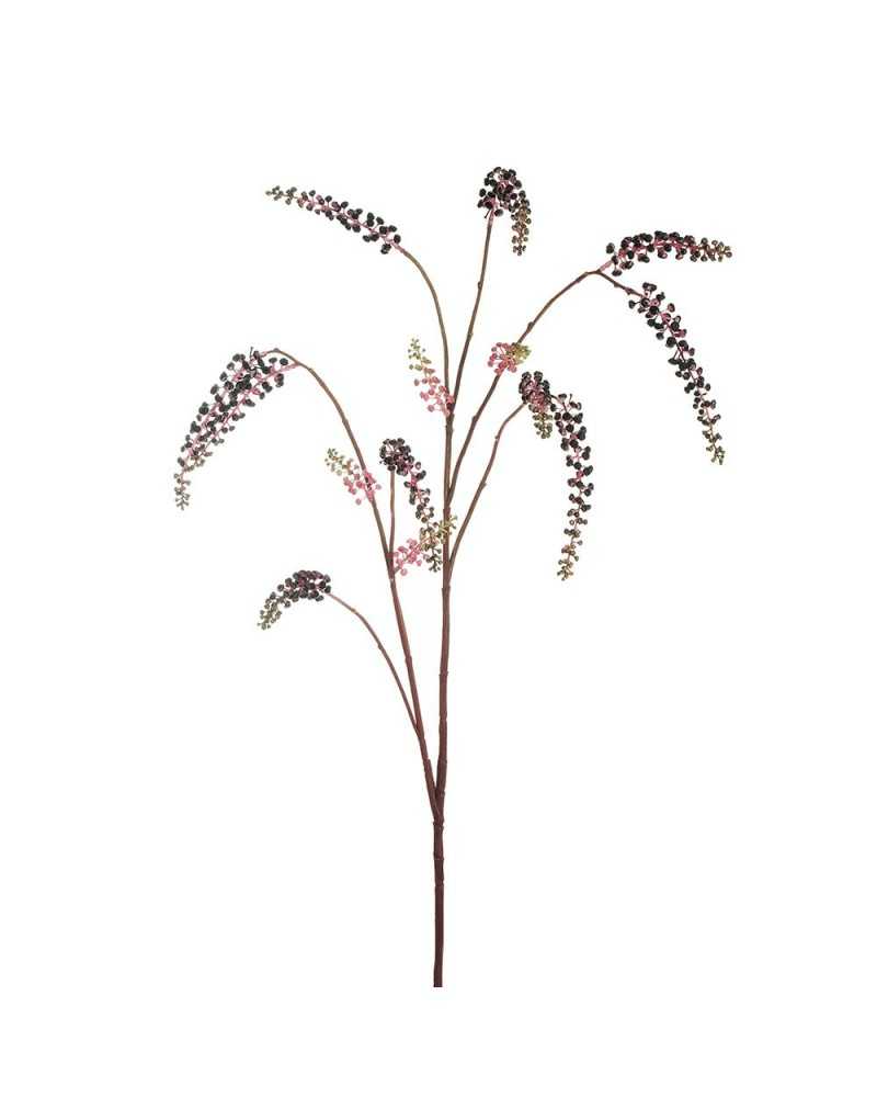 Rami e Foglie Artificiali | Ramo phytolacca con foglie h 120 violet pink ( 6 ) | 