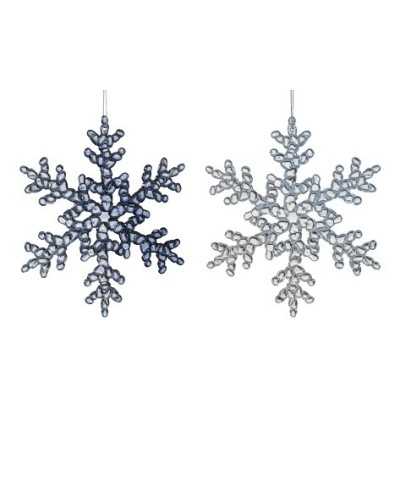 Decorazioni Natalizie | Set 2pz fiocco di neve cm 15 in plastic trasparente (10) | 