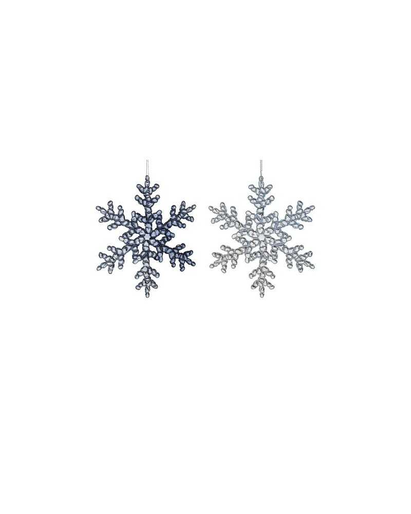 Decorazioni Natalizie | Set 2pz fiocco di neve cm 15 in plastic trasparente (10) | 