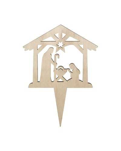 Pick | Cf 4 pz pick in legno presepe di natale | 