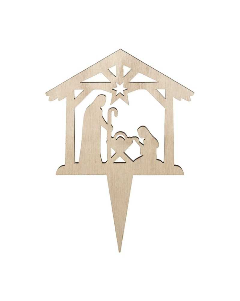 Pick | Cf 4 pz pick in legno presepe di natale | 