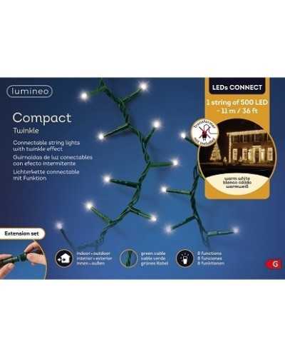 Lampade e Luci | Estensione cluster filo verde 500 led x 11mt luce calda int | 