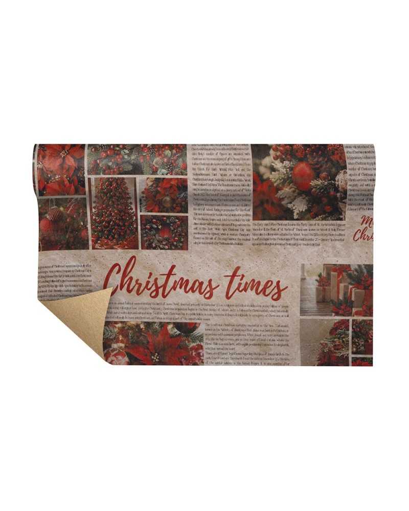 Carte Decorative | Bobina paperfibra christmas times cm 75 x 9 mt rossa | 