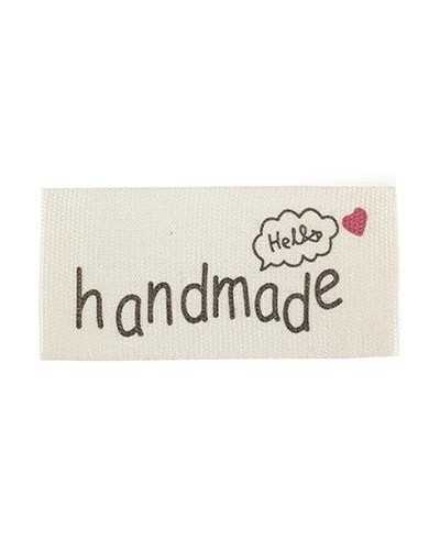 Decorazioni | Cf 20pz scritta handmade su stoffa cm 4x2 cream | 