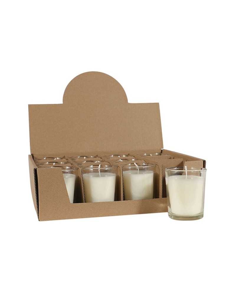 Candele | Cf 12 candele nel vasetto di vetro dm 5.5 h 6.5 cream | 