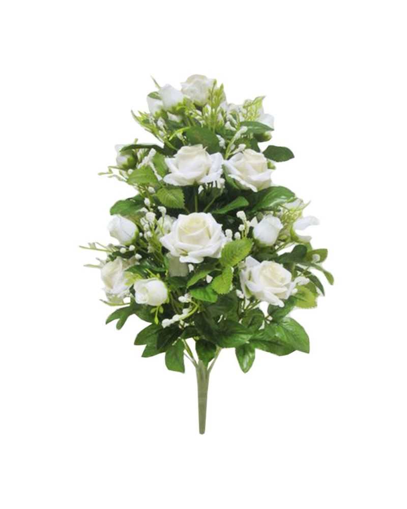 Mazzi Fiori artificiali | Frontale rose bud x 16 h 48 cream | 