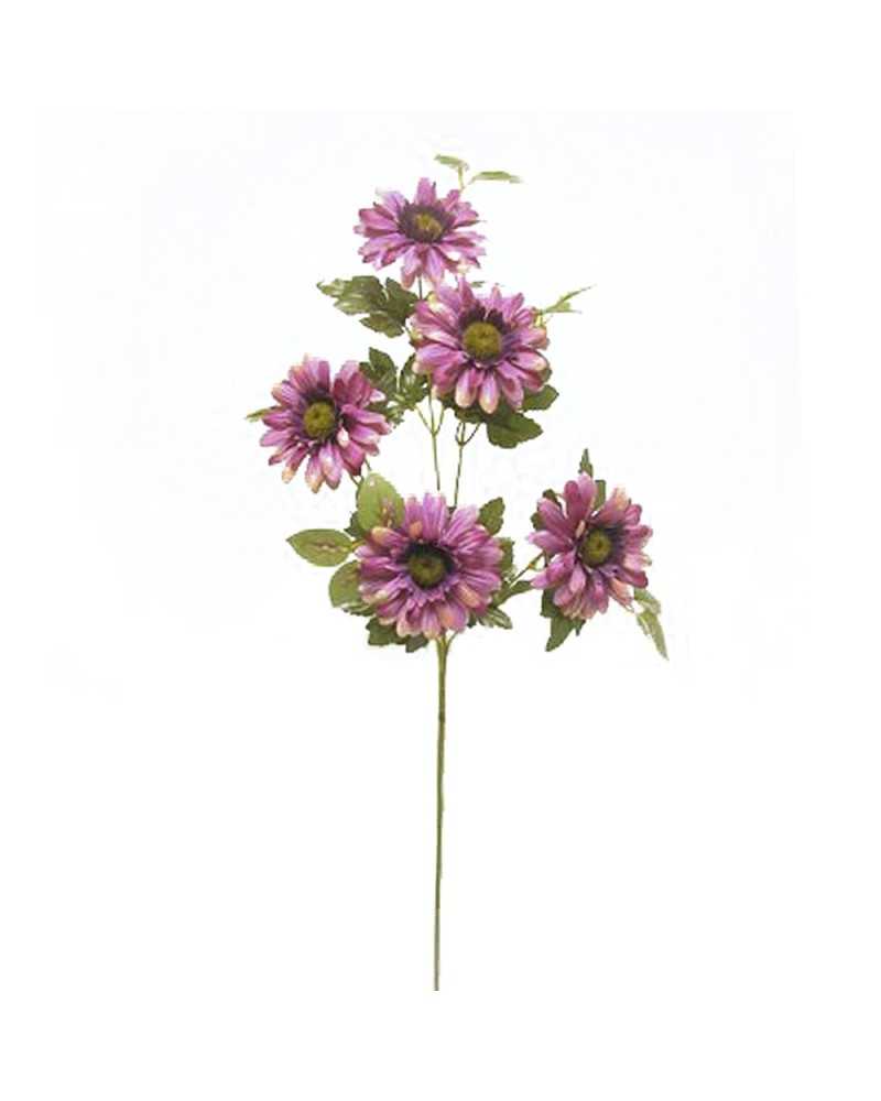 Fiori Artificiali | Ramo gerbera x5 con foglie h 78 bordeaux ( 12 ) | 