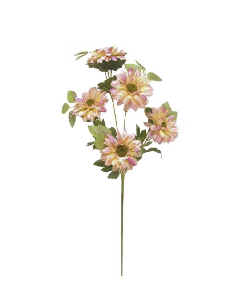 Fiori Artificiali | Ramo gerbera x5 con foglie h 78 mauwe ( 12 ) | 