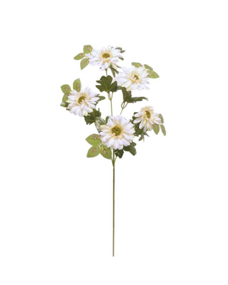 Fiori Artificiali | Ramo gerbera x5 con foglie h 78 avorio ( 12 ) | 