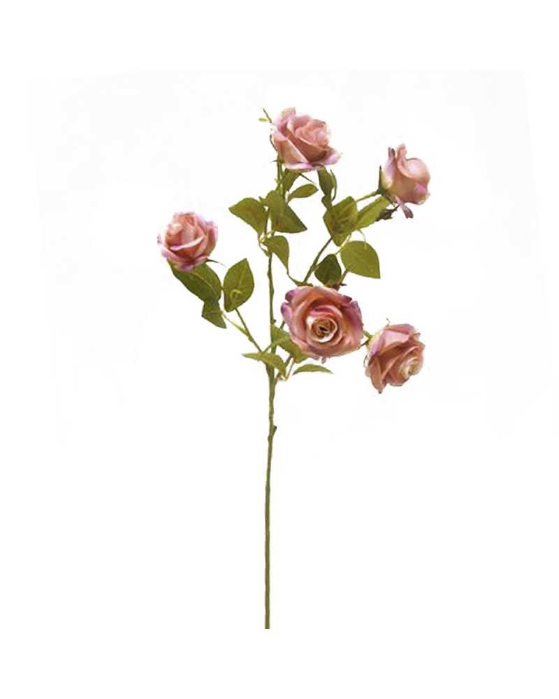 Fiori Artificiali | Ramo roselline x6 con foglie h 68 mauwe ( 12 ) | 