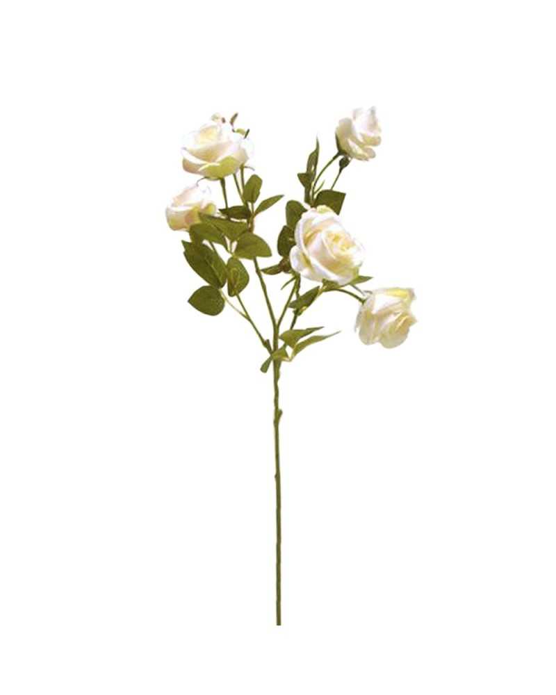 Fiori Artificiali | Ramo roselline x6 con foglie h 68 avorio ( 12 ) | 