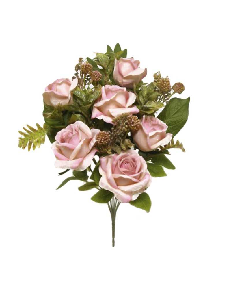 Fiori Artificiali | Frontale rose max mauwe h 45 ( 6 ) | 