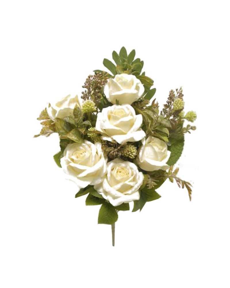 Fiori Artificiali | Frontale rose max avorio h 45 ( 6 ) | 