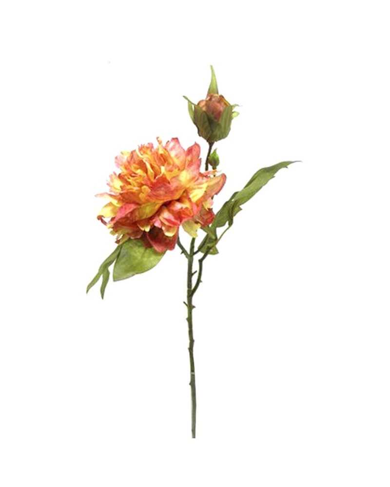 Fiori Artificiali | Ramo dahlia spray con bocciolo h 52 orange | 