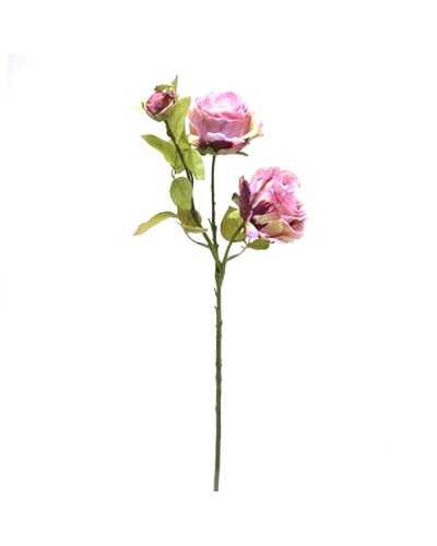 Fiori Artificiali | Ramo rose x 2 con bocciolo h 80 mauwe | 