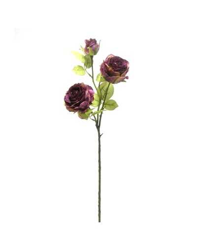Fiori Artificiali | Ramo rose x 2 con bocciolo h 80 fucsia | 