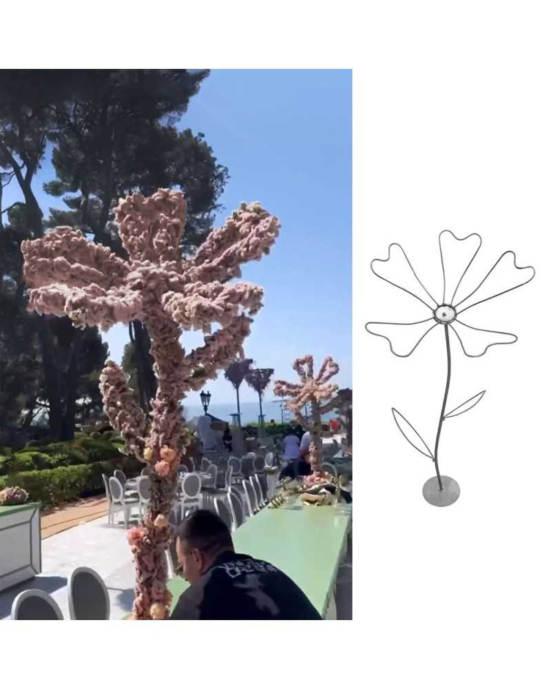 Fiori giganti | Fiore margherita dm 94 con foglie h 190 in ferro naturale | 