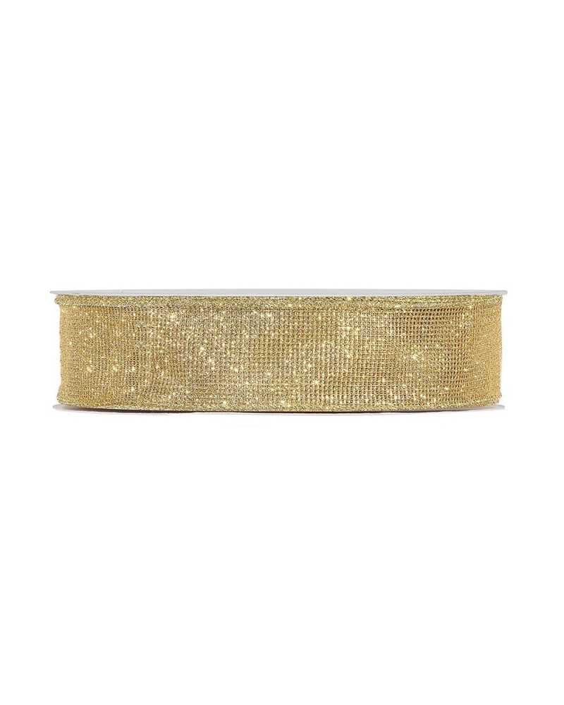 Nastri e Cordini | Nastro glitterato net mm 40 x 50 mt oro | 
