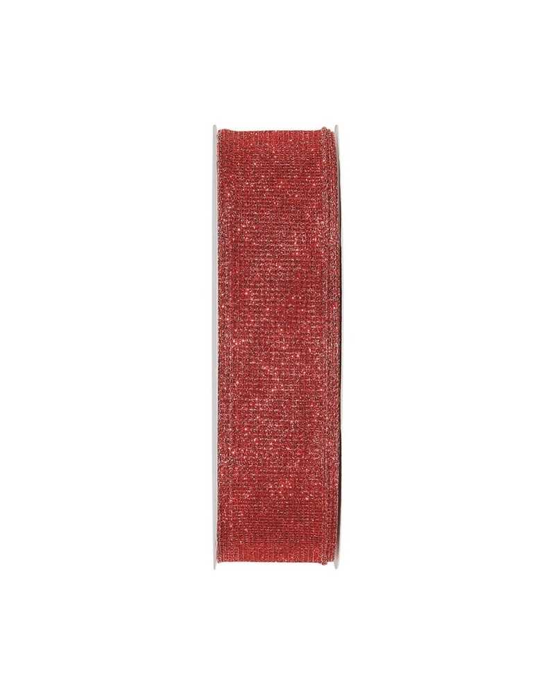 Nastri e Cordini | Nastro glitterato net mm 40 x 50 mt red | 