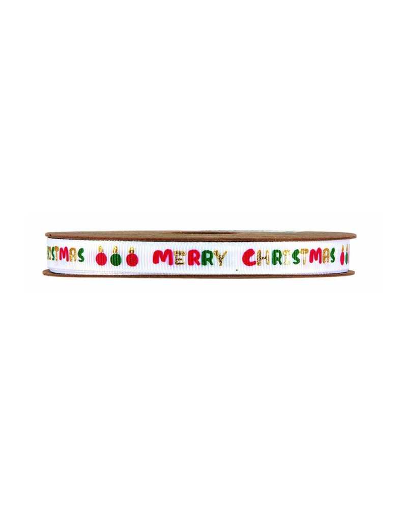 Nastri e Carta Regalo | Nastro funny merry christmas mm 10x 20mt bianco | 