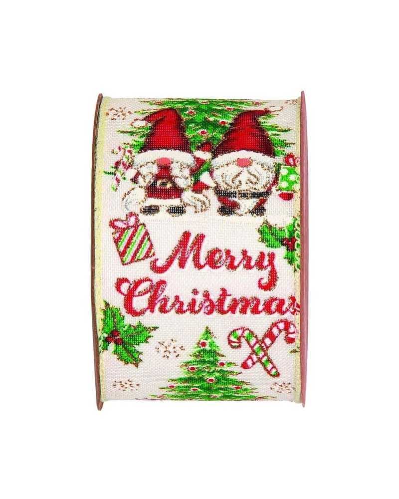 Nastri e Cordini | Nastro merry xmas mm 63x10 mt white red green | 