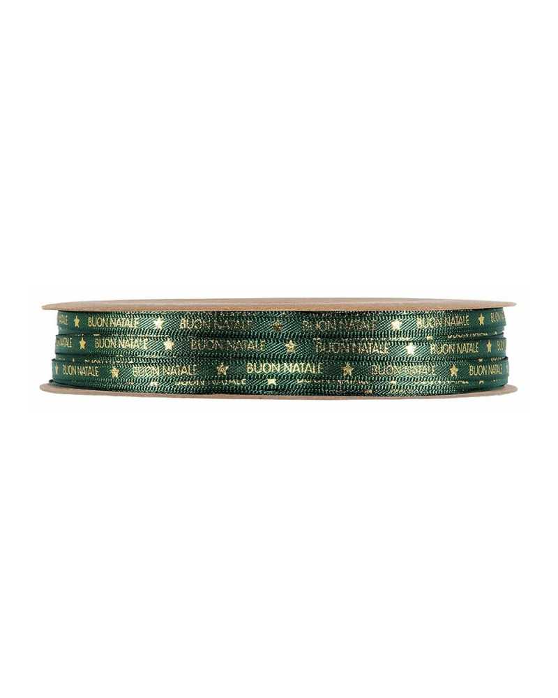 Nastri e Cordini | Nastro scritta buon natale mm 4 x 25 mt dark green | 