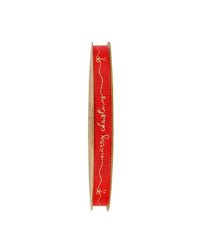 Nastri e Cordini | Nastro con scritta merry christmas oro mm 10 x 20mt red | 