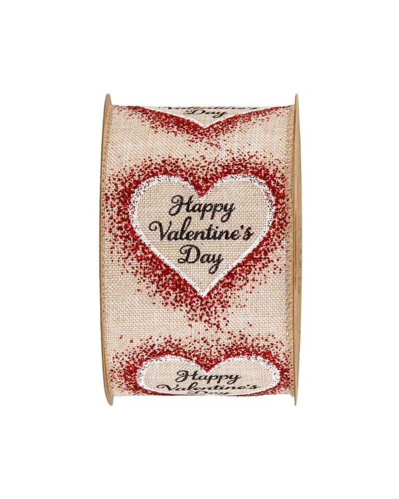 Nastri e Cordini | Nastro happy valentine day mm 63 x 10 mt naturale | 