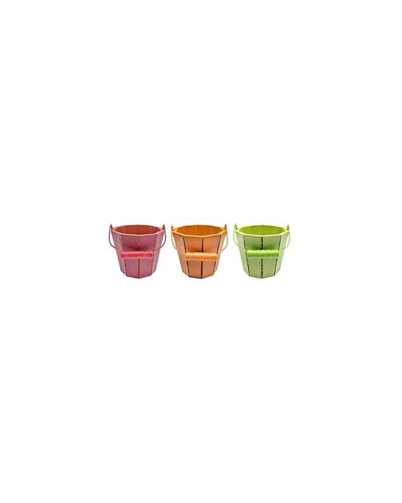 Decor Vasi & Coprivasi | Cf 3pz vasi legno d.20 h16 bty orange green | 