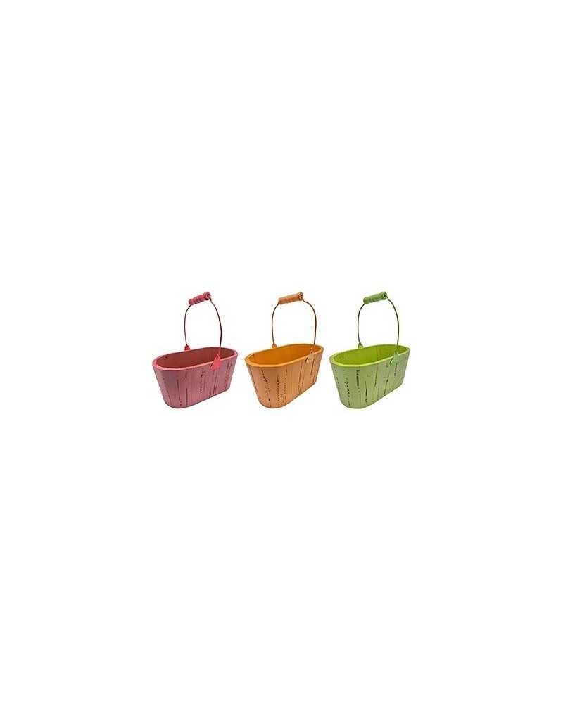 Decor Vasi & Coprivasi | Cf 3pz ovali legno cm23x13 h10 bty orange green | 