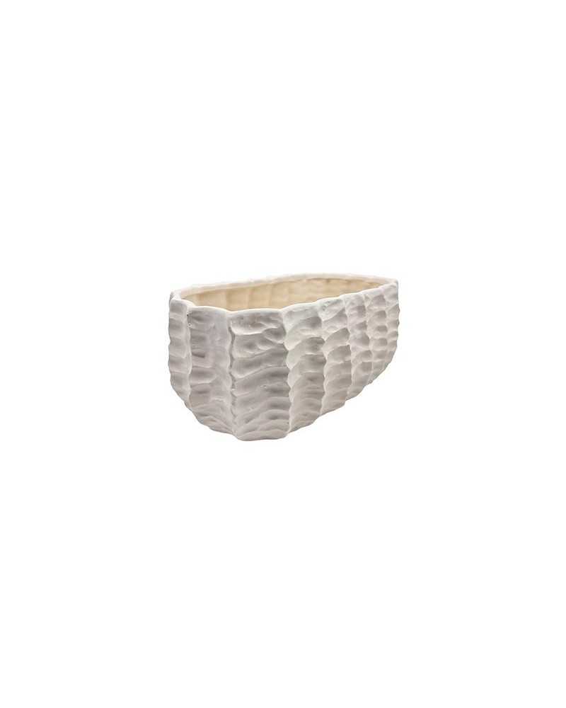 Decor Vasi & Coprivasi | Coprivaso ovale carved cm 26x13 h 13 bianco | 