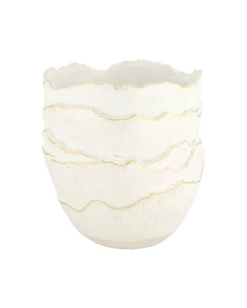 Decor Vasi & Coprivasi | Coprivaso in cement dm 15 h 16 bianco oro | 