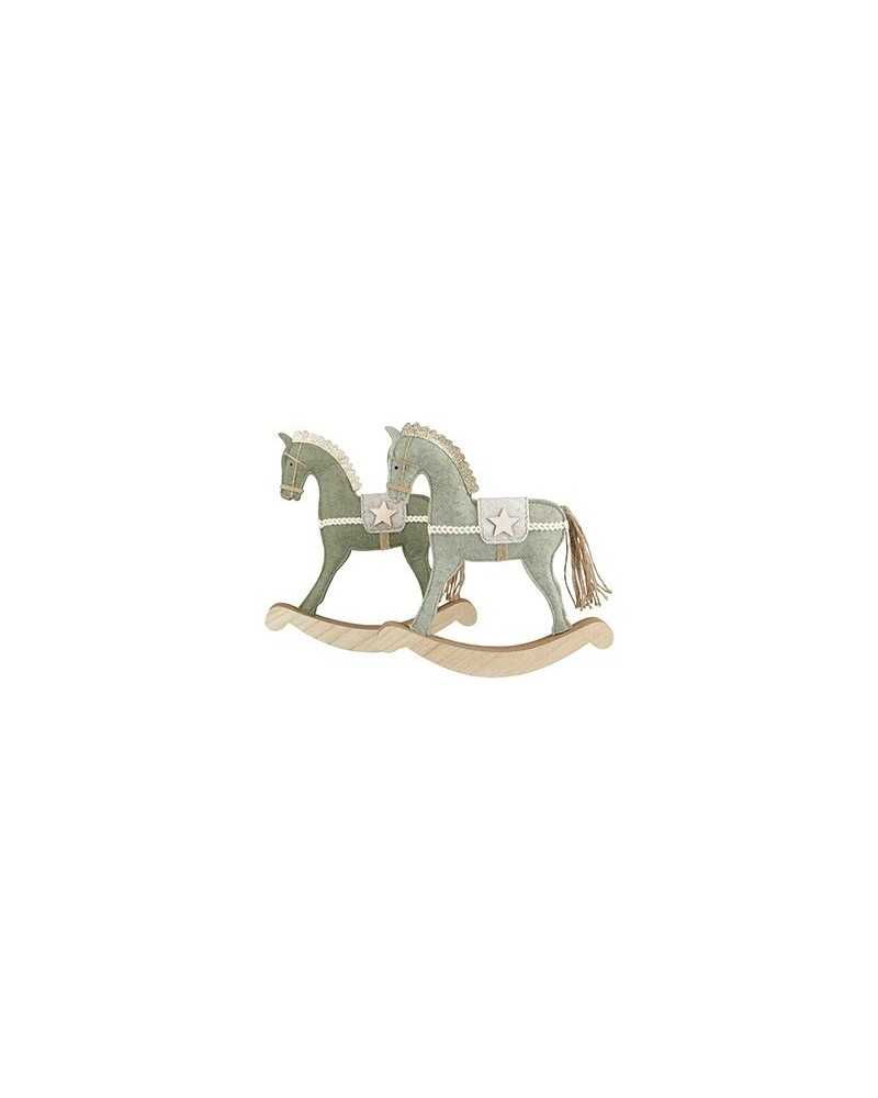 Soggetti e Personaggi | Cf 2 pz cavalli a dondolo in legno cm 30 h30 grey green nat | 