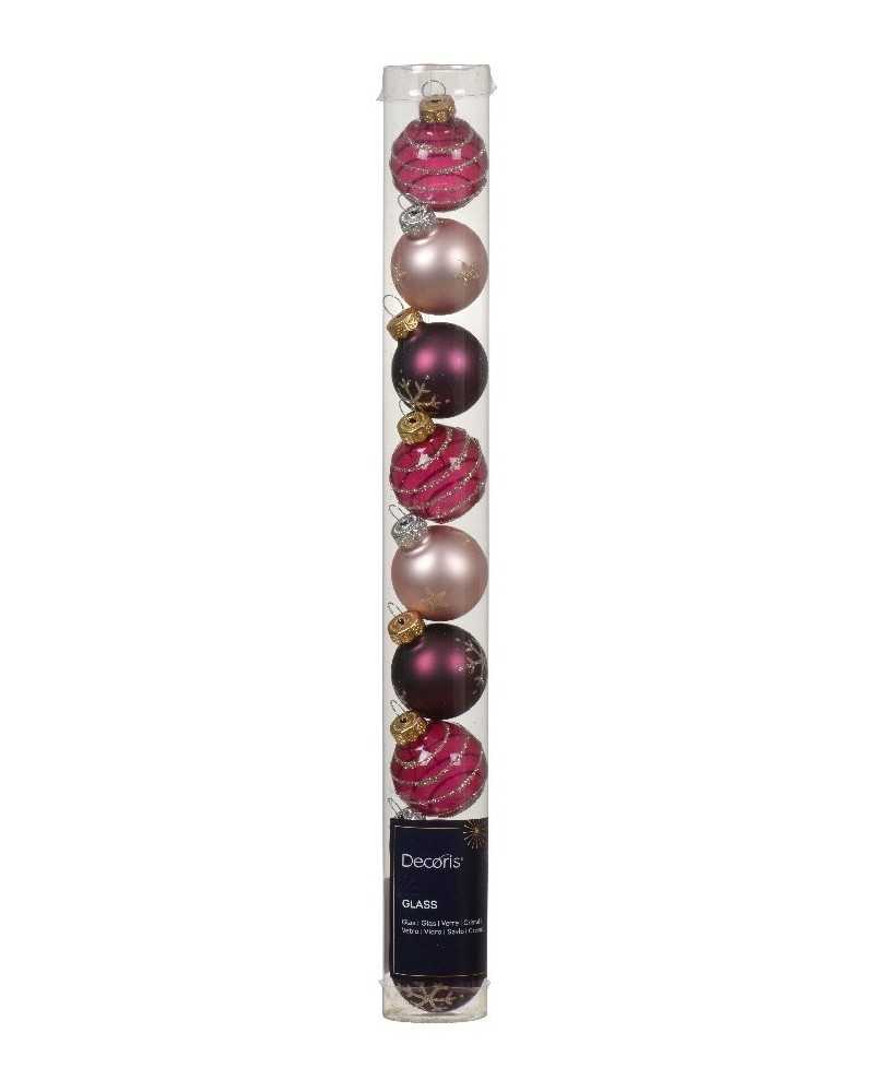 Palline di Natale | Cf 9 pz palline di vetro dm 3 colori ass pink colors | 