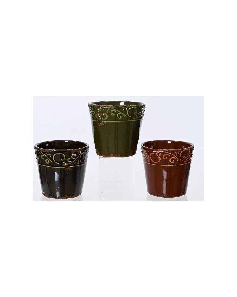 Decor Vasi & Coprivasi | Cf 3pz coprivasi orchidea in ceramica d.14 h 13 | 