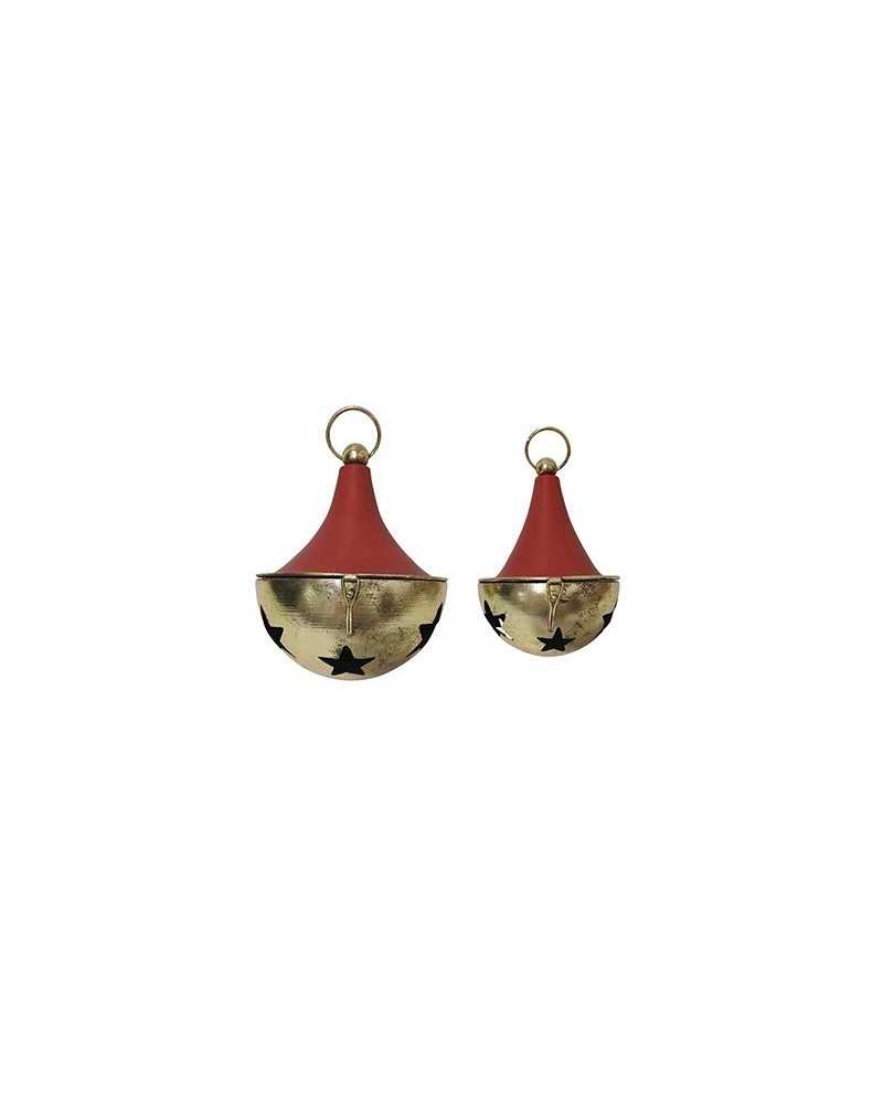 Decorazioni Natalizie | Cf 2pz jingle in metallo d.19 h29 d.15 h26 red gold | 