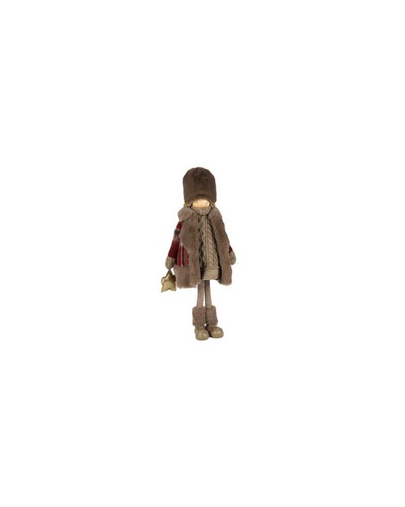 Soggetti e Personaggi | Bambola cappotto pelliccia e scozzese h 50 | 