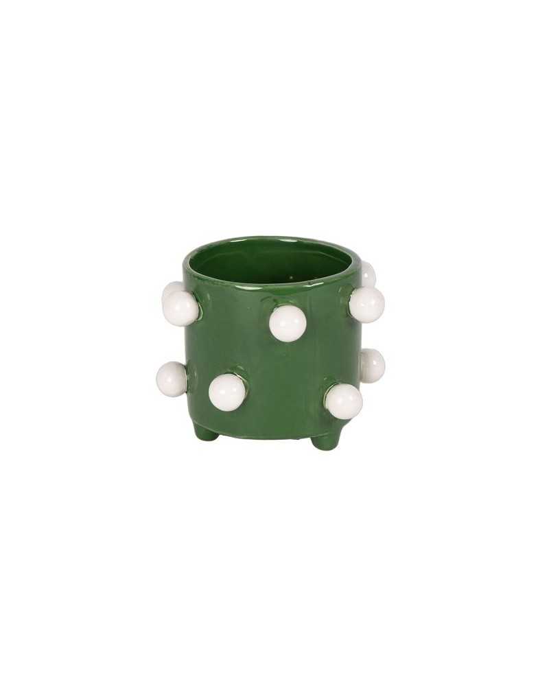 Decor Vasi & Coprivasi | Coprivaso pon pon dm 13 h11 in ceramica verde bianco | 