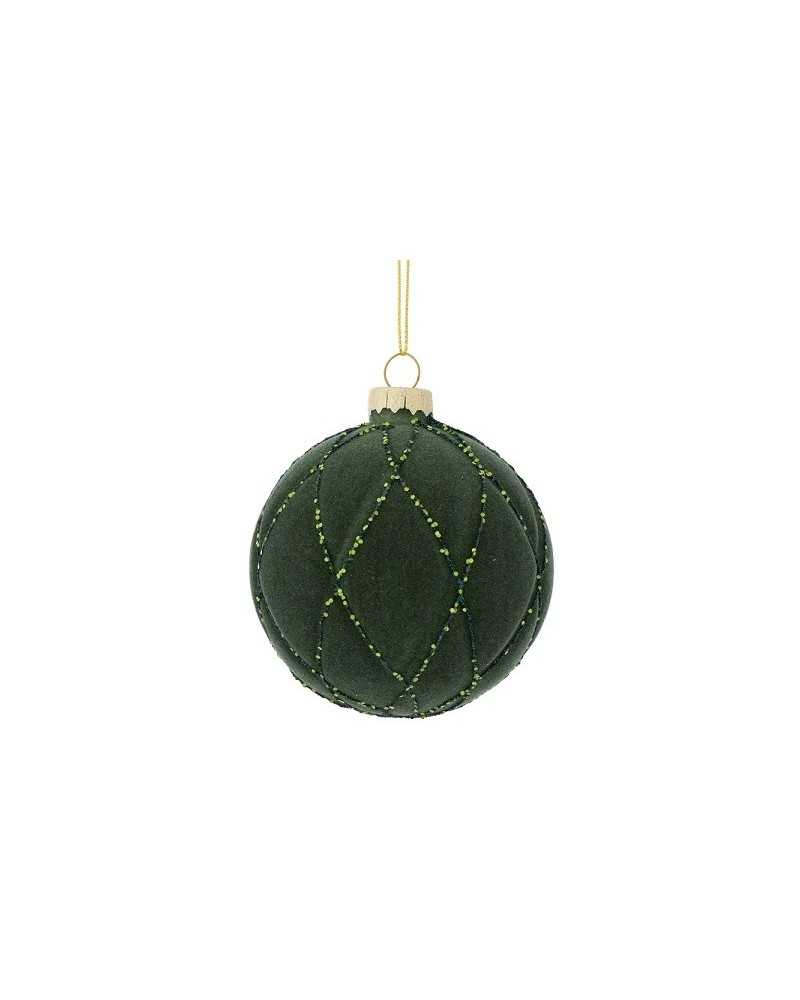 Palline di Natale | Cf 6pz palline cm 10 in vetro verde floccata | 
