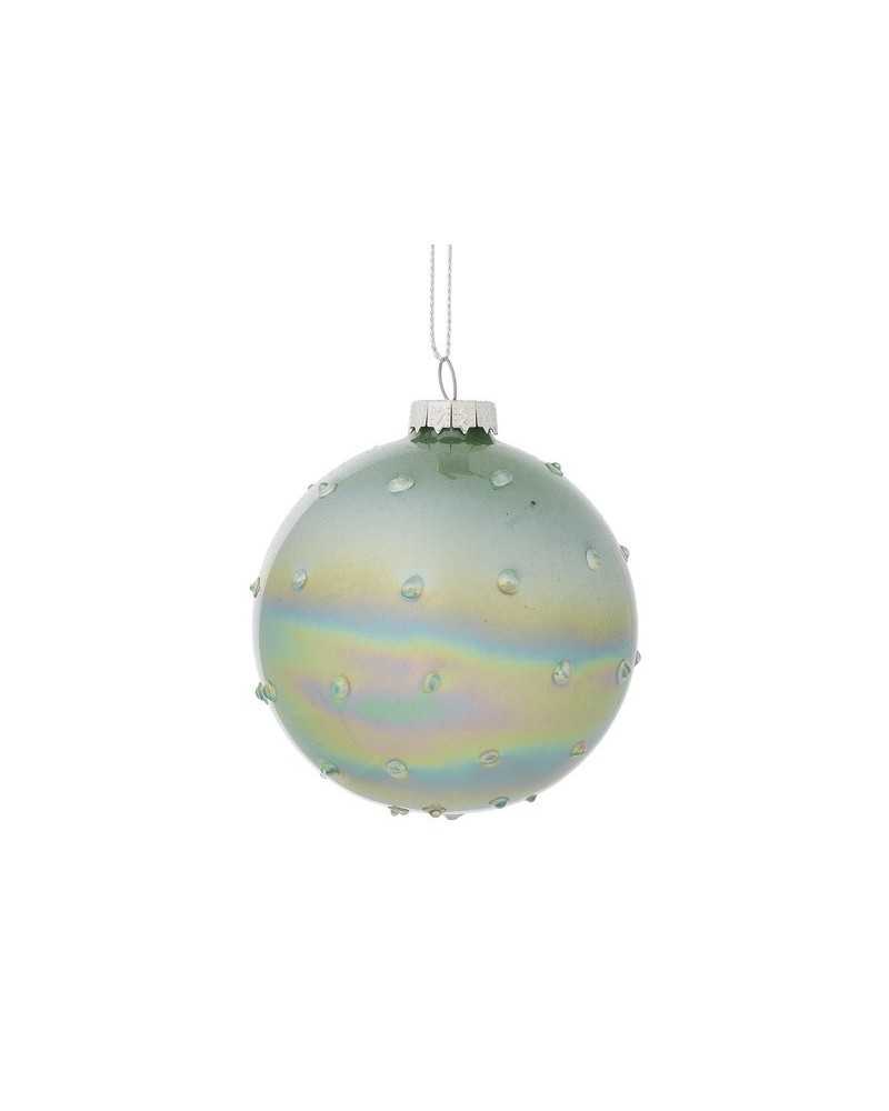 Palline di Natale | Cf 6pz palline cm 10 in vetro iridescente verde | 