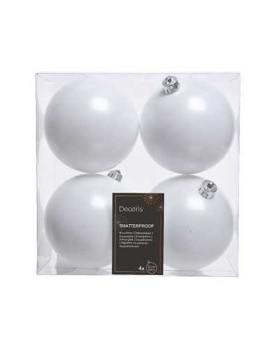 Palline di Natale | Cf 4 palline in plastica dm 10 bianche -matt e lucido | 