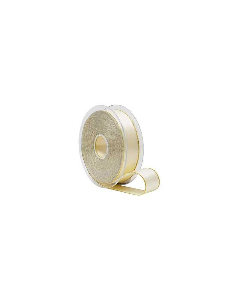 Nastri e Cordini | Nastro doppio raso lamè mm 25x20 mt avorio gold | 