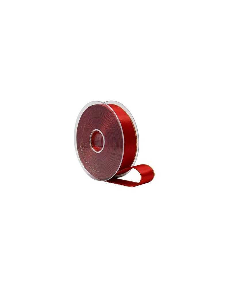 Nastri e Cordini | Nastro doppio raso lamè mm 25x20 mt rosso gold | 