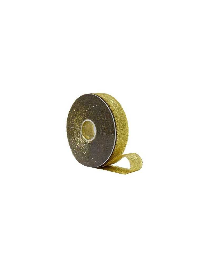 Nastri e Cordini | Nastro sfrangiato laminato mm 25x 15mt oro | 