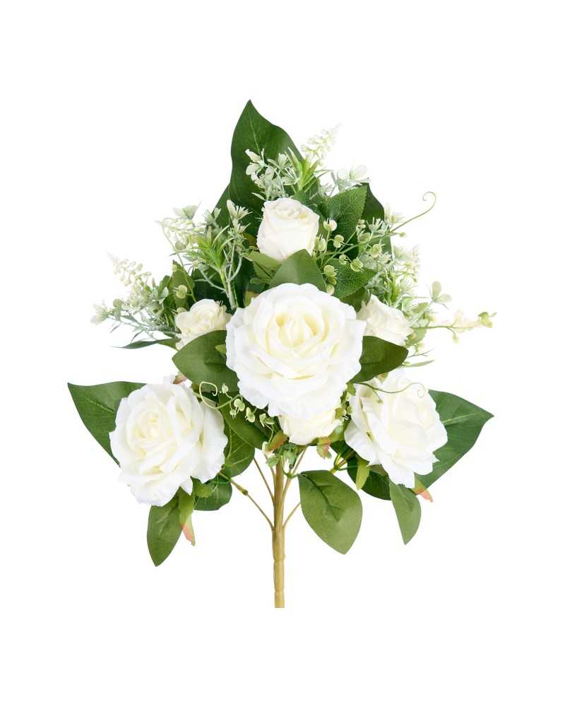Fiori Artificiali | Frontale con rose cm 53 bianco ( 4 ) | 