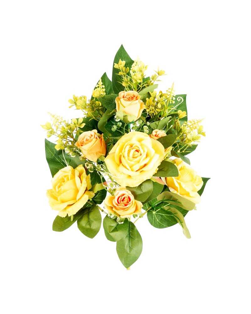 Fiori Artificiali | Frontale con rose cm 53 giallo (4 ) | 