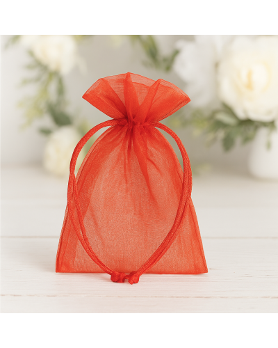 Sacchetto in organza rosso 9x19 adatto ad aromi ma anche adatto a confetti per le cerimonie