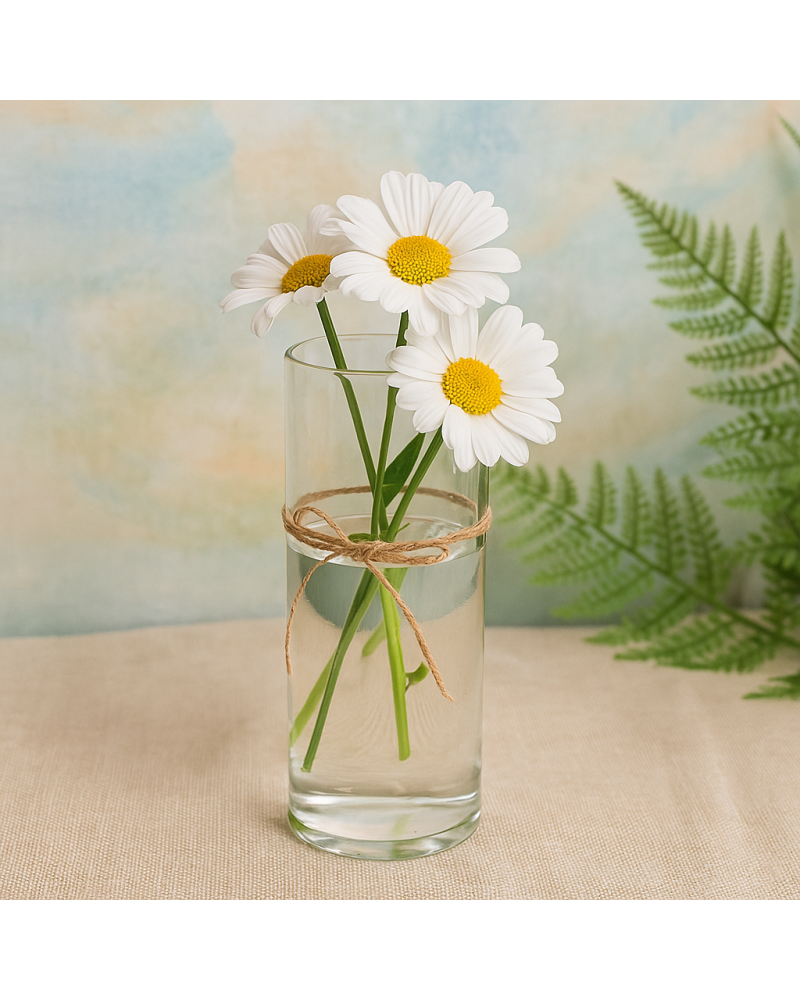 Vaso Cilindro in Vetro Trasparente Decorativo