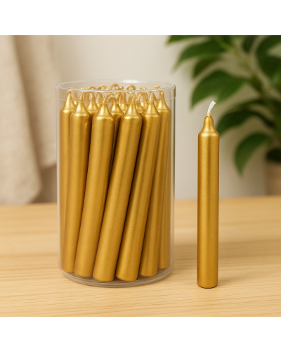 20 mini candele oro D.1.3cm x H.10.5 cm, adatte a decorazioni di ogni tipo
