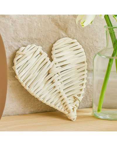 Cuore in vimini bianco confezione da 10, Ideali per progetti creativi, bomboniere, eventi e decorazioni